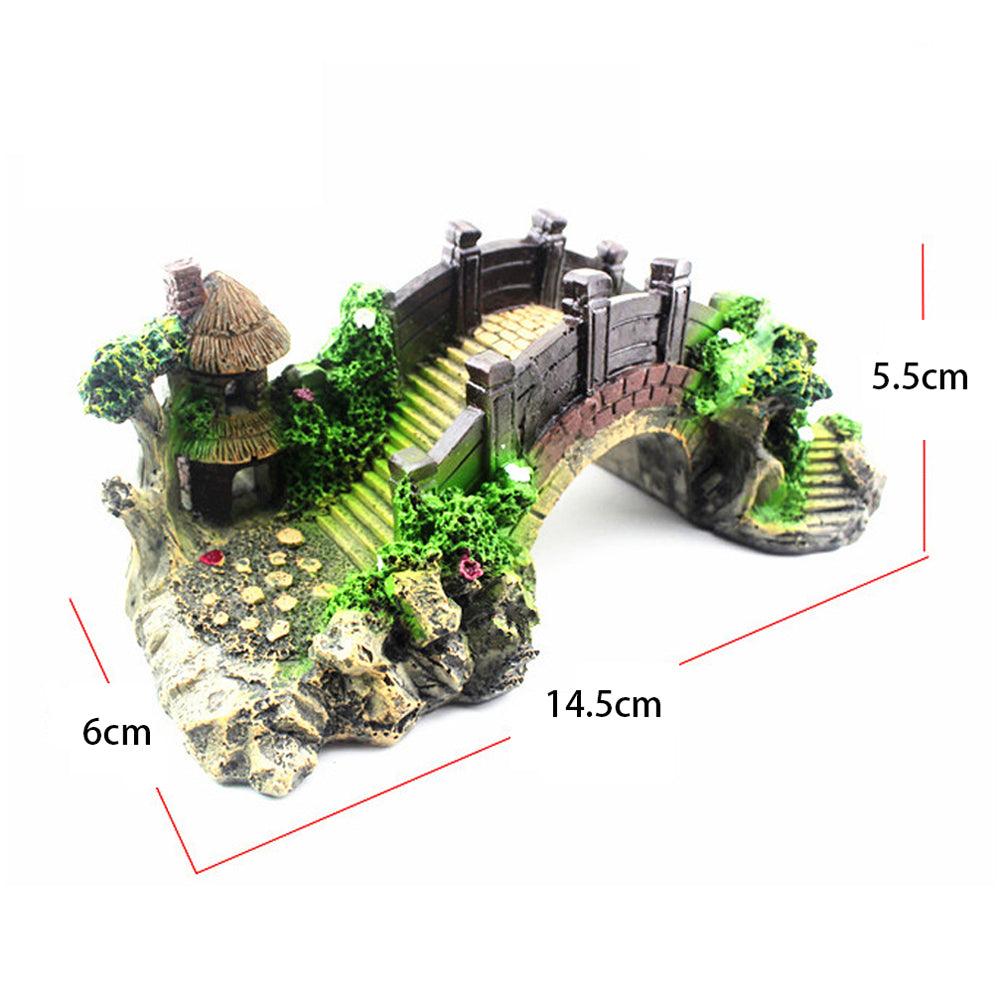 Retro Arch Bridge Resin Aquarium Decoration - Black Red Fish Tank Landscaping Accessory