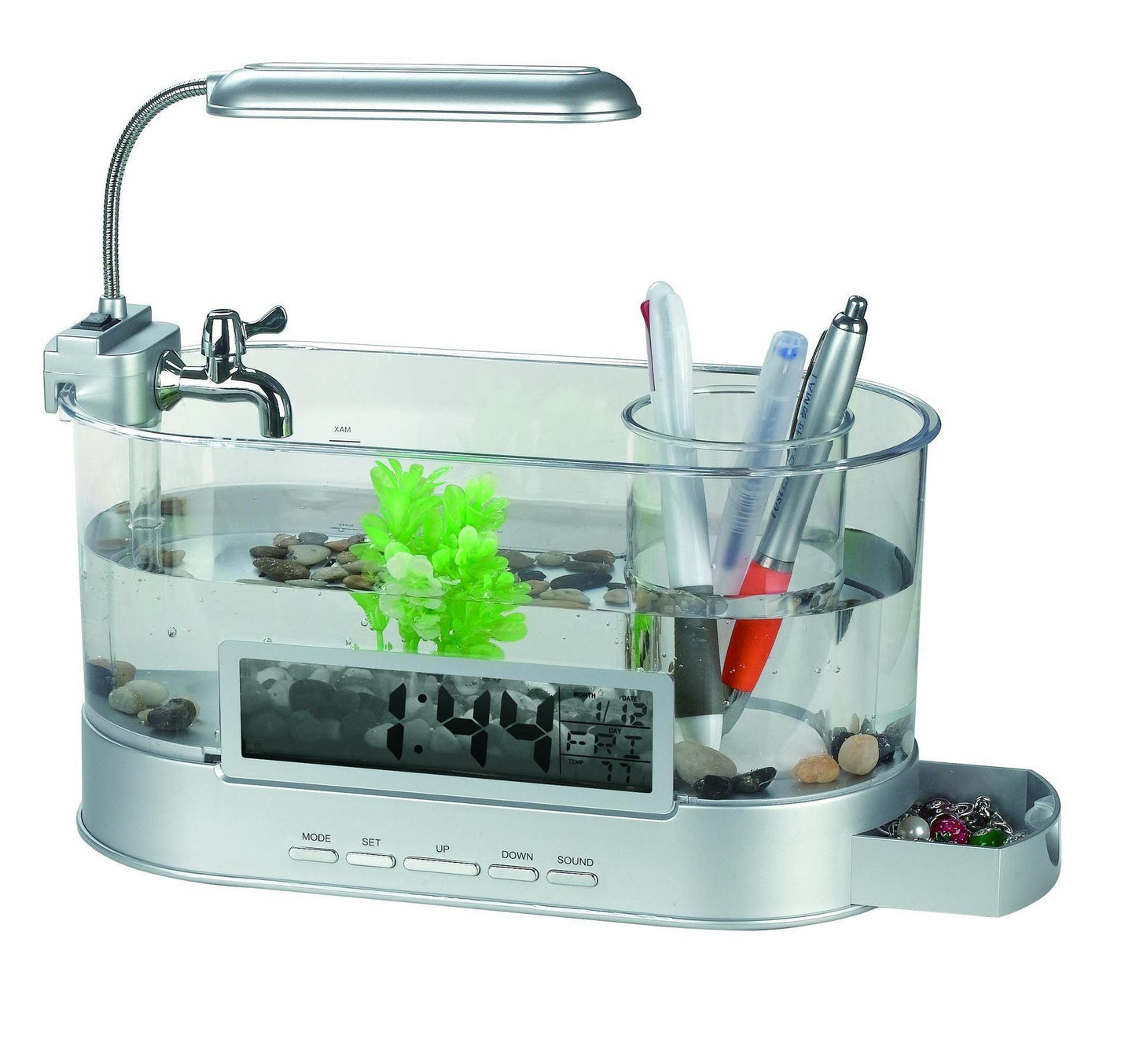 Desktop Aquatic Time Date Week Temperature Alarm Pen Holder